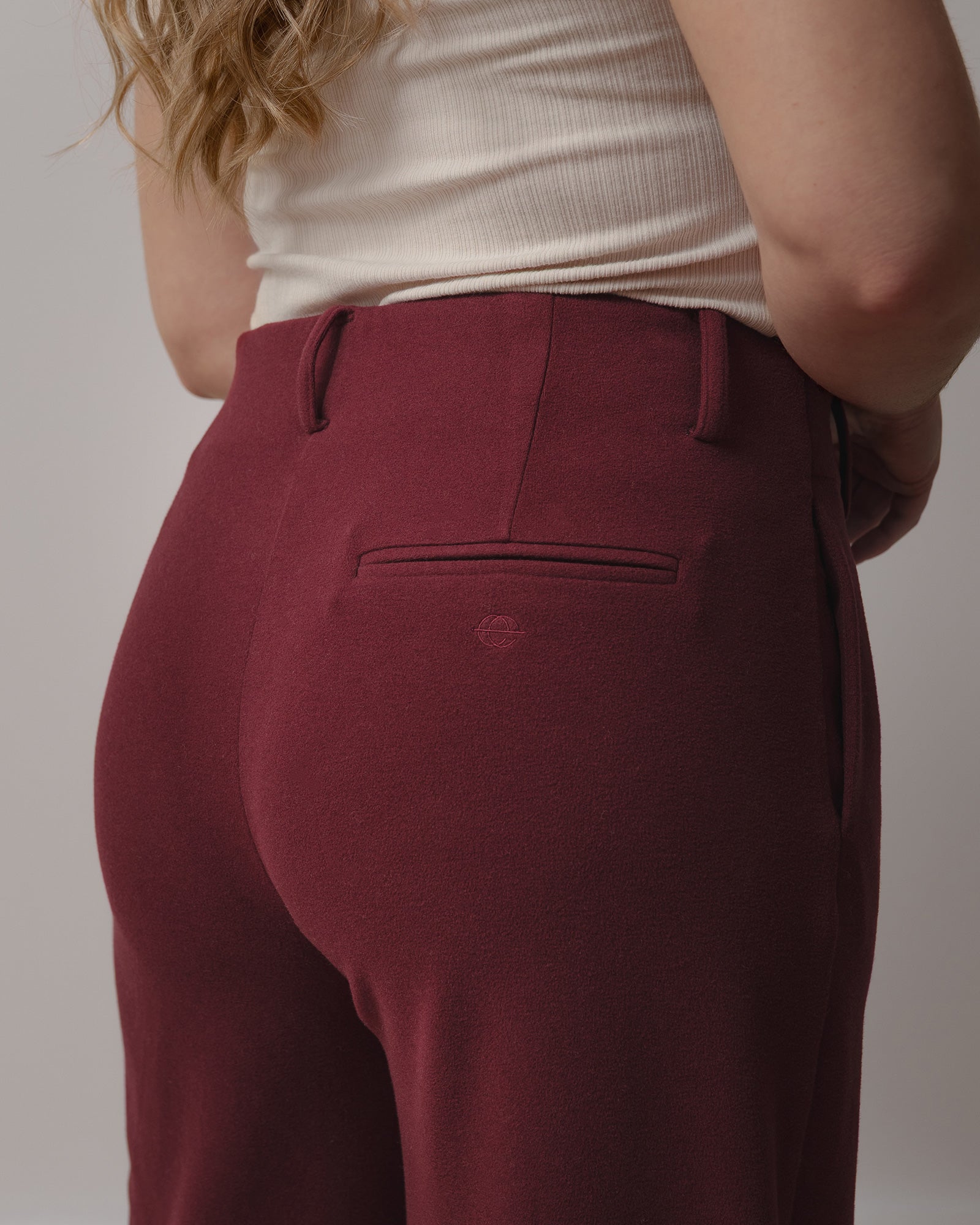 Bourgogne, Ample, Evazia, pantalon ample, Chic, Casual, confortable, confort, vêtement, Beige, doux, taille élastique, fausse poche