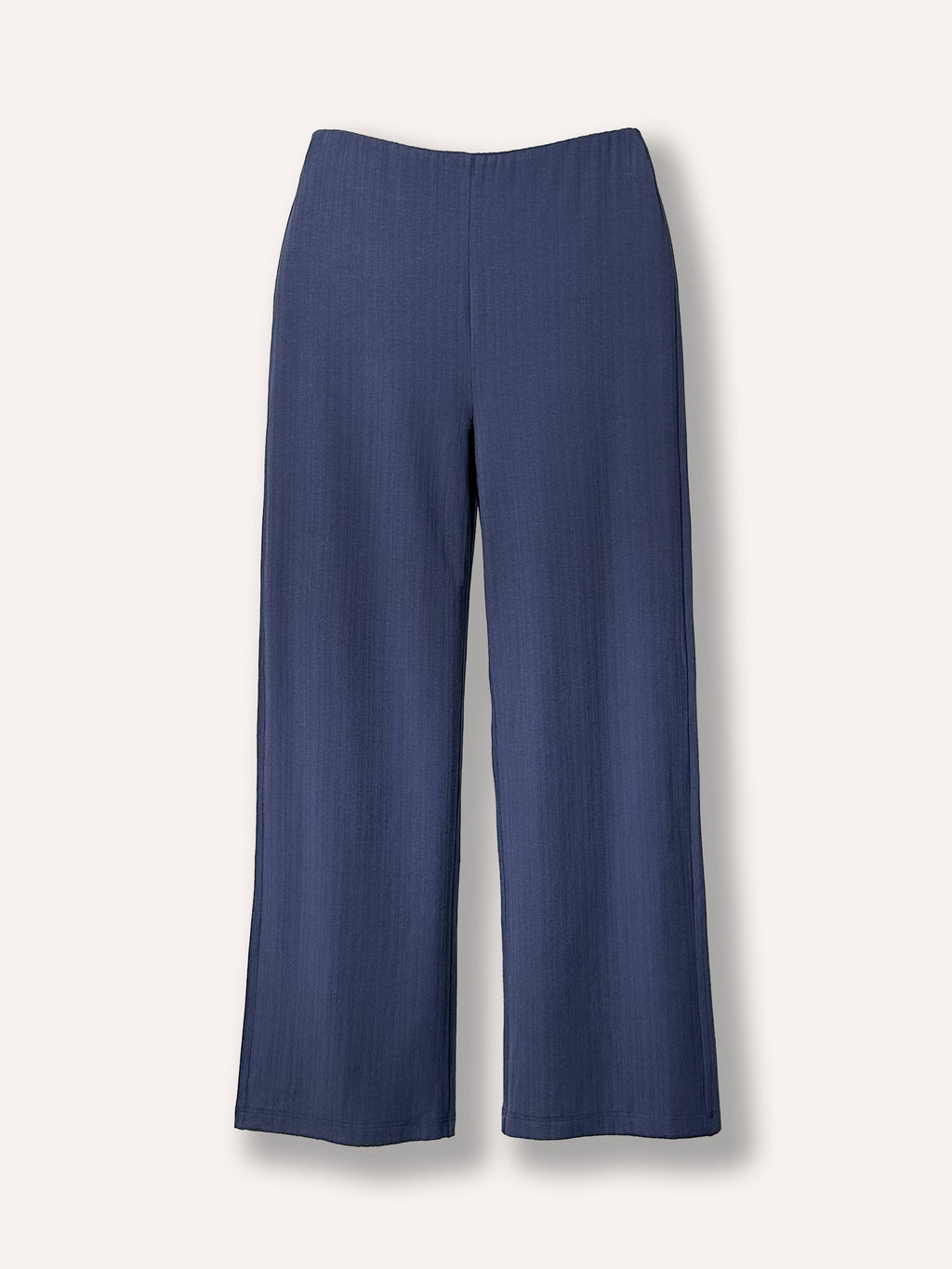 Pantalon bleu à jambe droite pour un confort optimal. Idéal pour un vêtement moderne, facile à porter, chic et polyvalent. Tissu côtelé, doux et extensible.