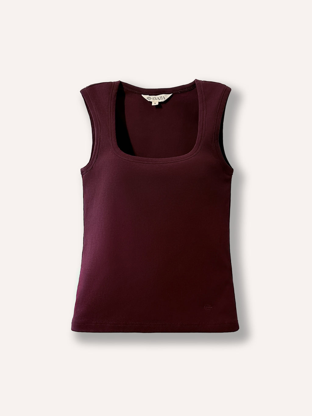 Camisole bourgogne au col carré, coupe ajusté, basic, versatile et confortable. Tissu extensible.